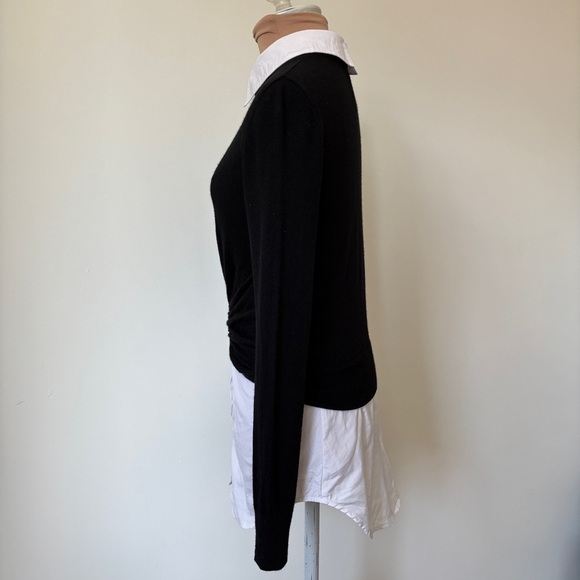 Veronica Beard Phoebe Black White Mixed Media Wool Button Up Sweater Top Size XS - Picture 7 of 12
